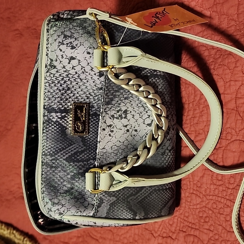 Luv Betsey by Betsey Johnson Barrel Crossbody Snake Print w Chain Handbag